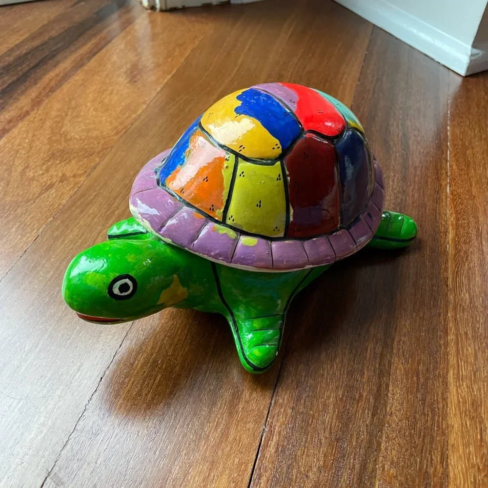 Mexico Folk Art - Turtle Trinket box and Jumping Dolphins figure